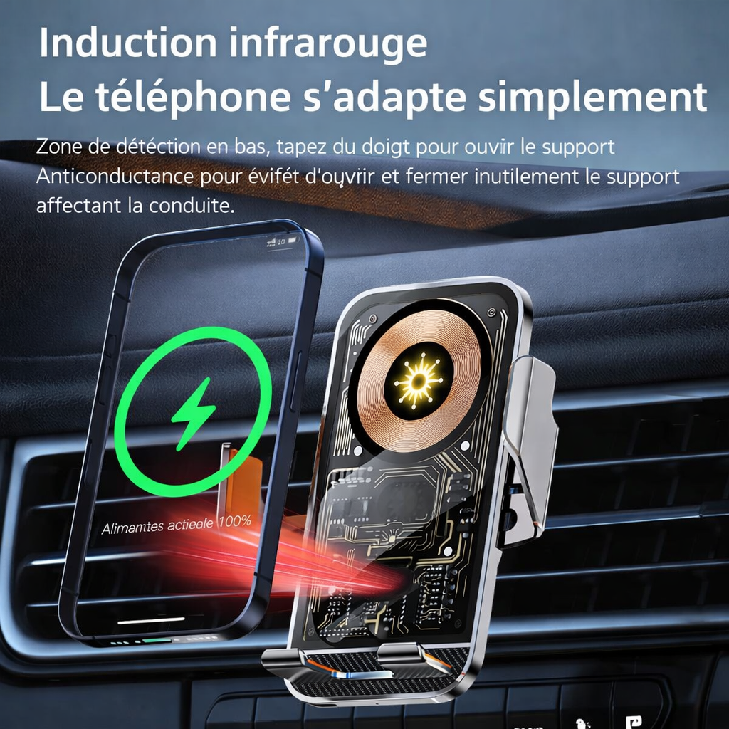Support Téléphone Voiture à Induction Universel – Charge Sans Fil