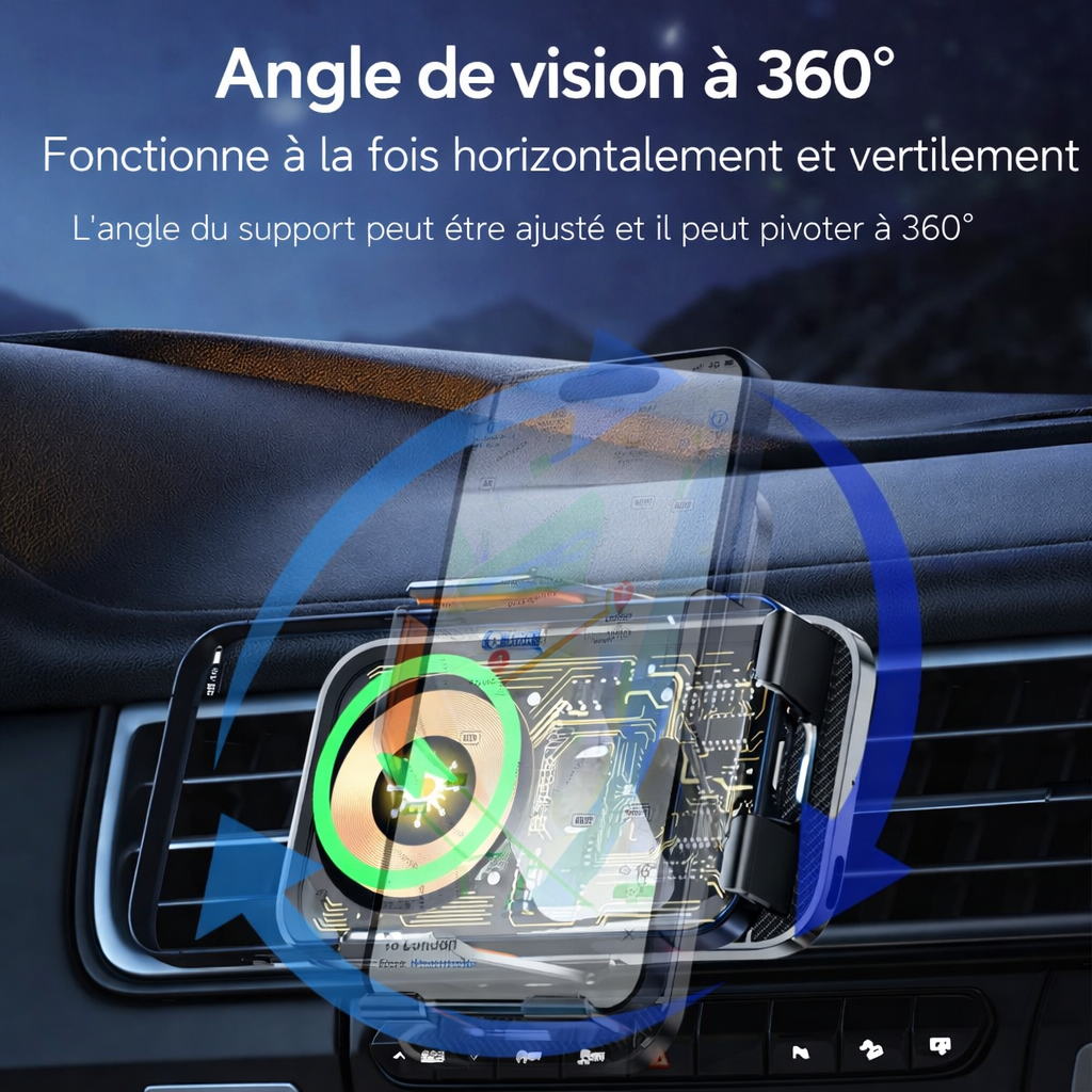 Support Téléphone Voiture à Induction Universel – Charge Sans Fil