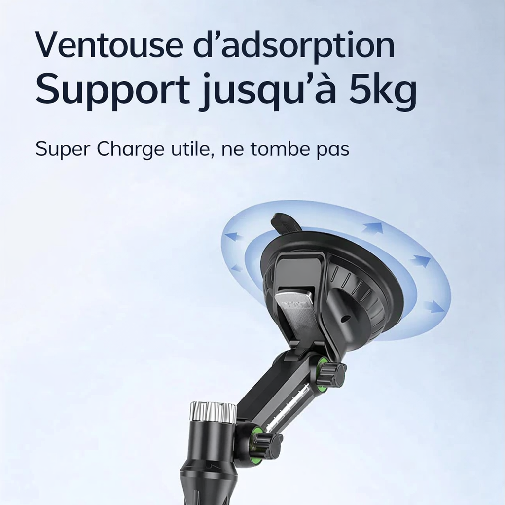 Support Téléphone Voiture à Ventouse – Pare-Brise/Tableau de Bord