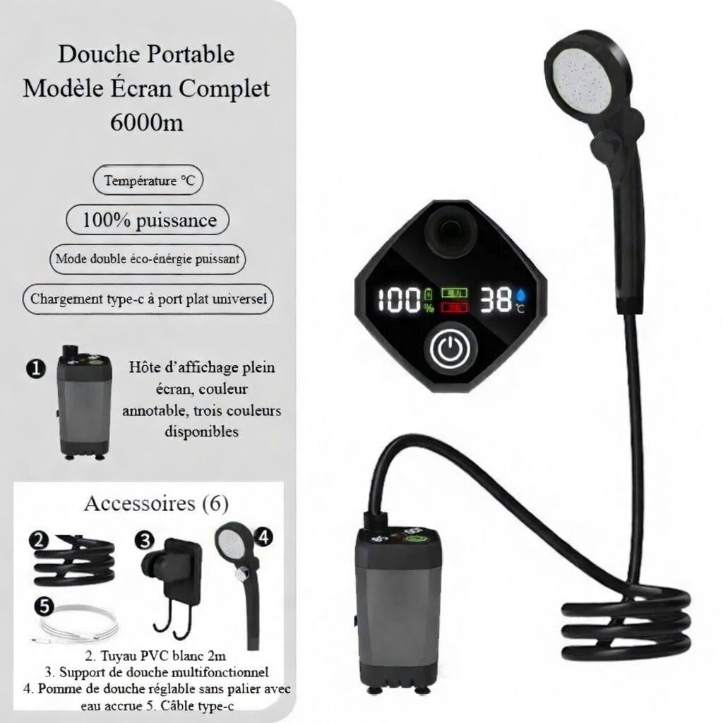 Douche portable à pompe rechargeable