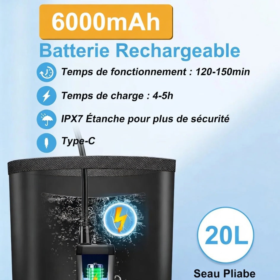 Douche portable à pompe rechargeable