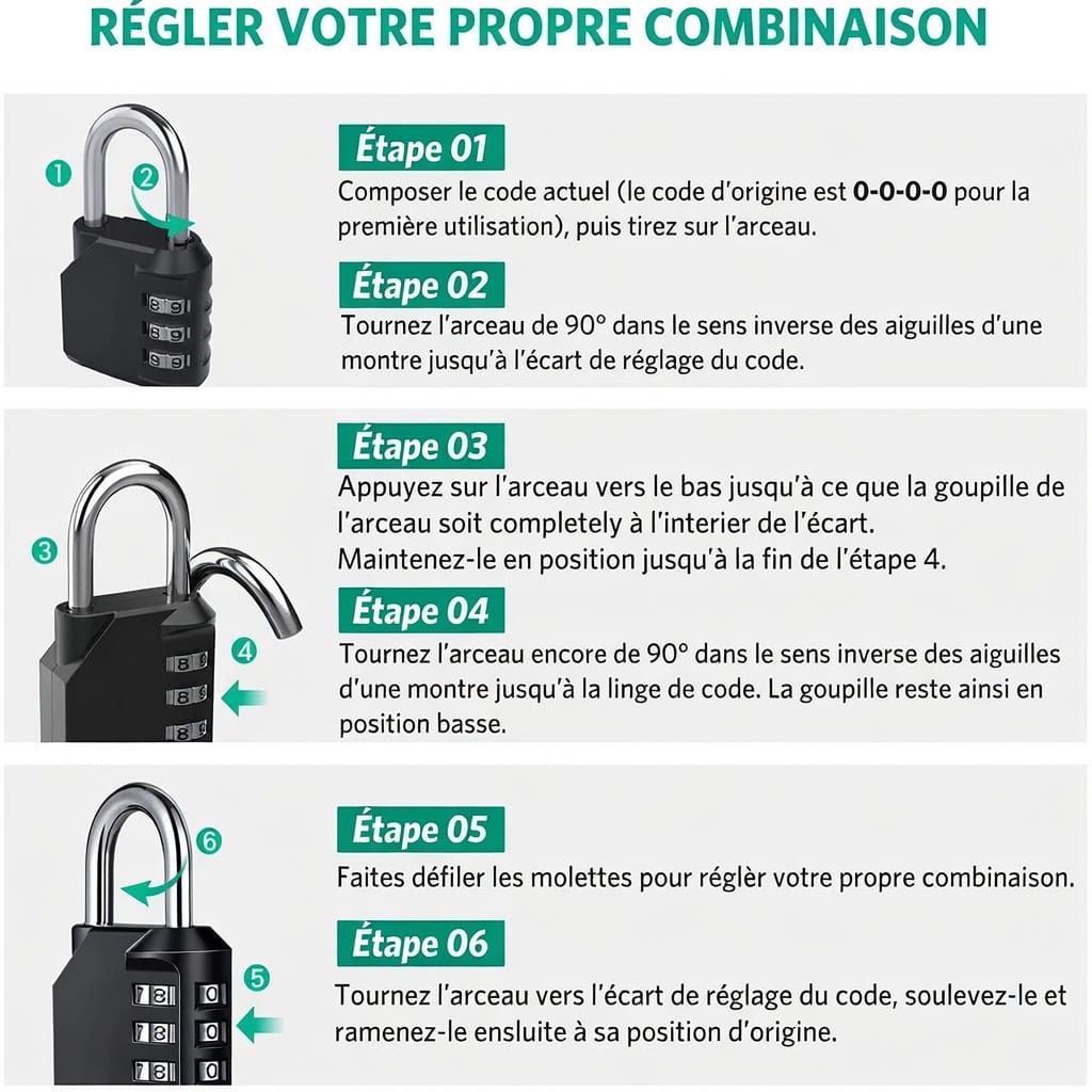 Cadenas 4 chiffres résistant Waterproof